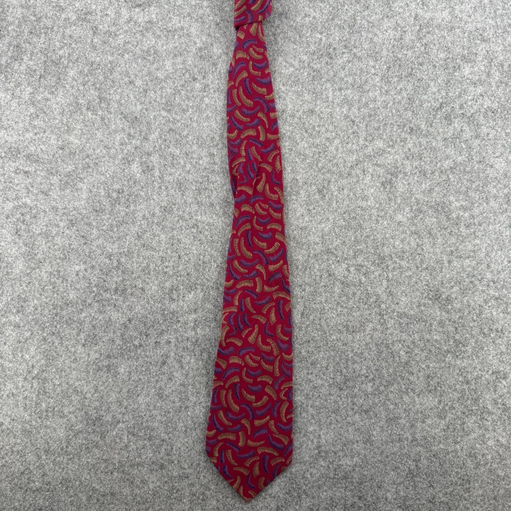 Abstract Red Purple Gold Silk Italy Geoffrey Beene Necktie Mens OS